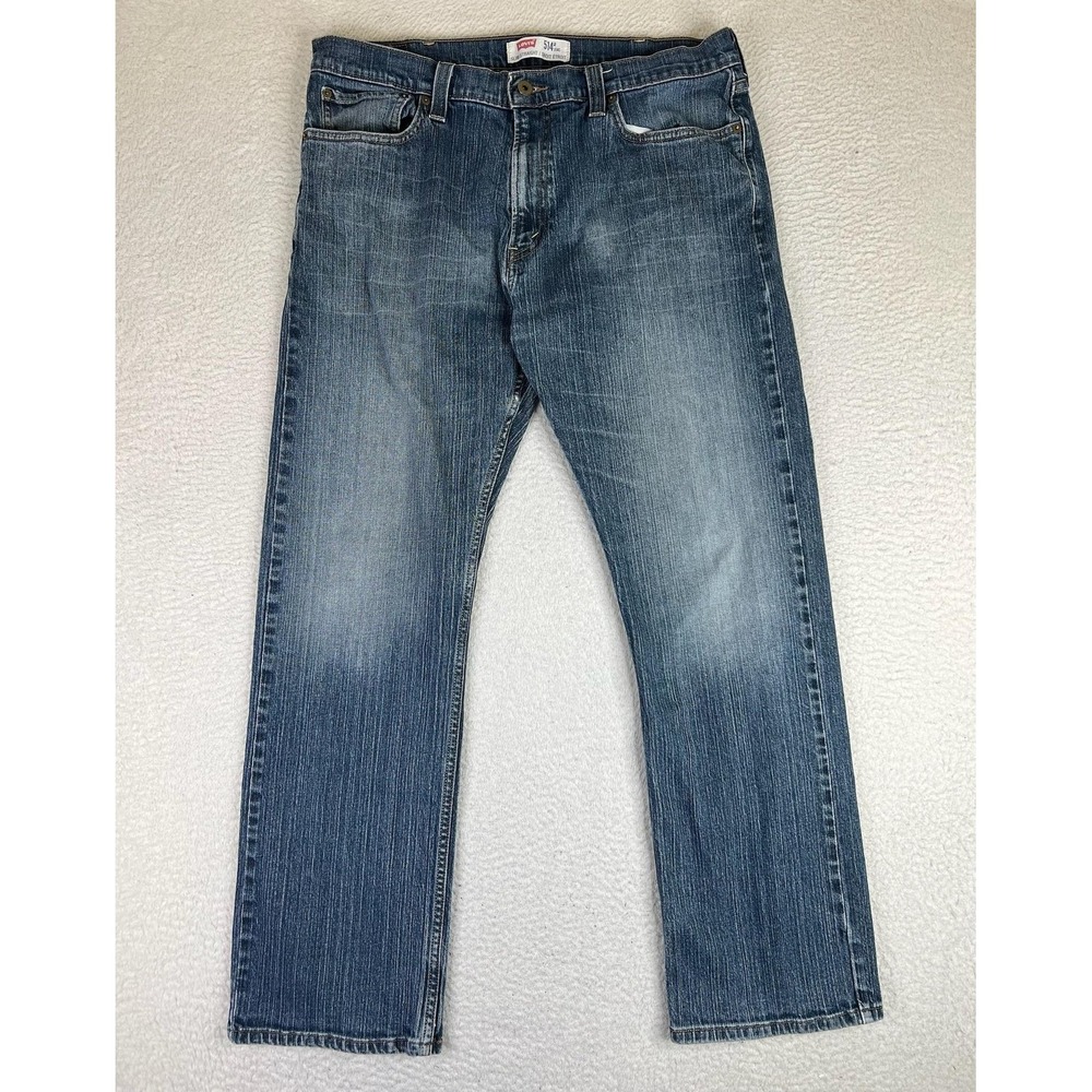 Levis 514 Mens 38x32 Blue Medium Wash Slim Straight Stretch Denim Jeans